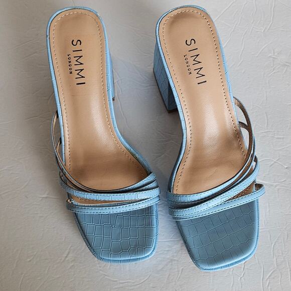 Simmi London Kellie Platform Mule Sandals in Blue Women's Size 6 Date Night Out - Picture 3 of 12